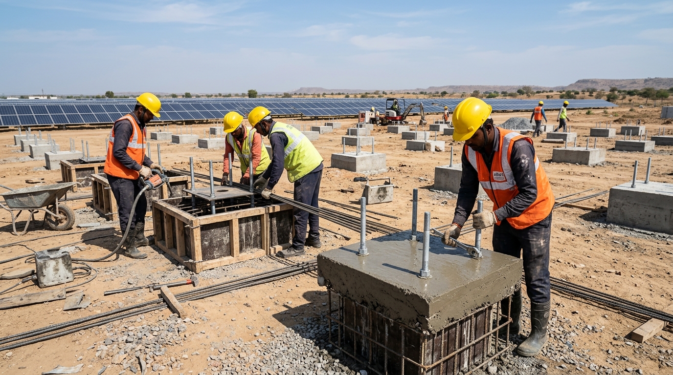 Solar Panel Foundation Civil Work
